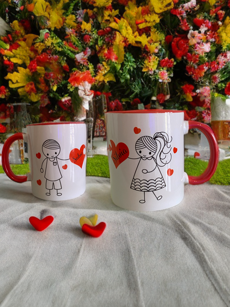 Tazza San Valentino con interno e manico rosso