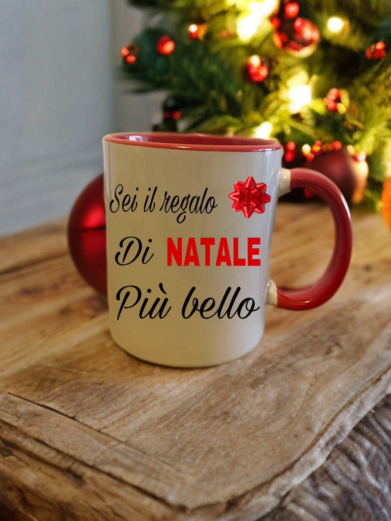 Tazza "Mug" personalizzata in cerami con manico e interno rosso