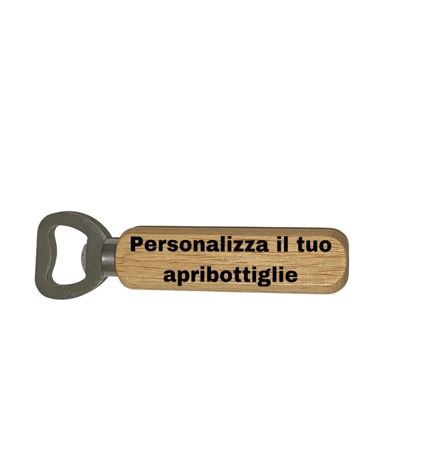 Apribottiglie personalizzato con manico in legno