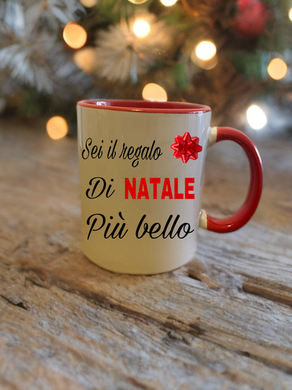 Tazza "Mug" personalizzata in cerami con manico e interno rosso