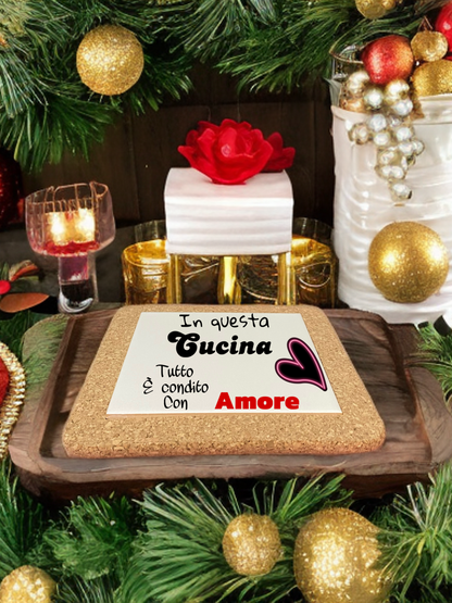 Sottopentola personalizzato con sottofondo in sughero