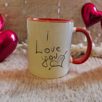 Tazza San Valentino con interno e manico rosso